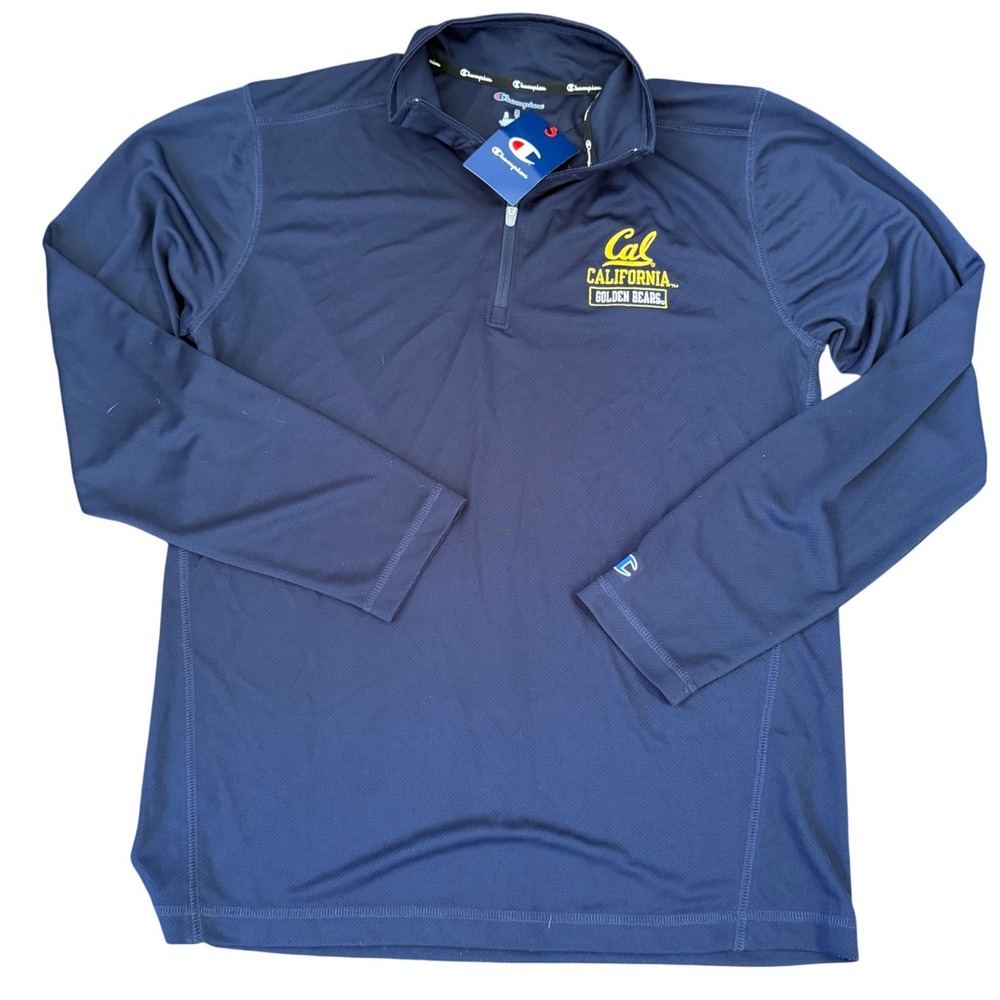 Champion Cal Golden‎ Bears Quarter Zip Navy Long Sleeve Pullover NWT Size M Fan